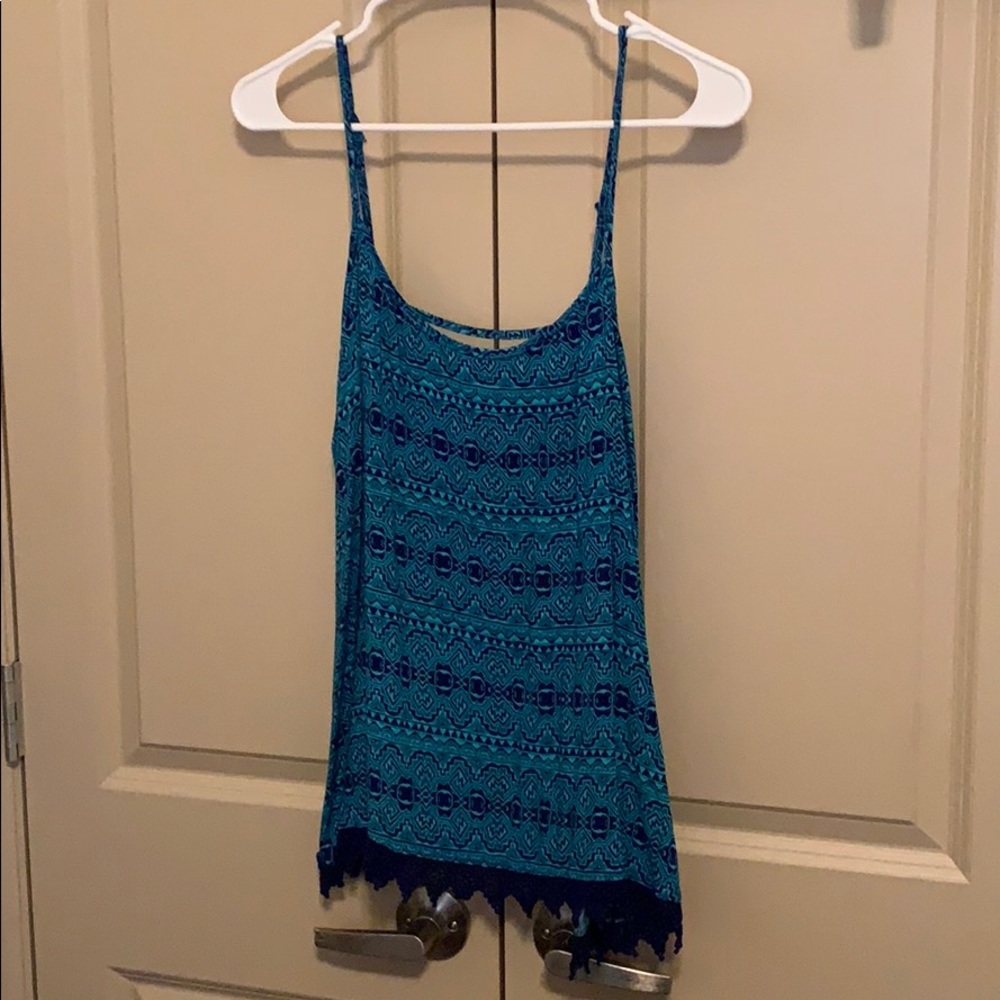 Aztec tank top with Shark bite crochet hem